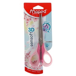 Ножницы 16 см, Maped Sensoft Pastel 3D, эргономичные, гибкие двухцветные ручки, симметричные, блистер