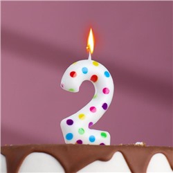 Свеча в торт на день рождения «‎Цветное конфетти»‎, цифра "2", 5.5 см