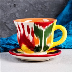 Чайная пара Риштанская Керамика "Атлас", 350 мл, разноцветная