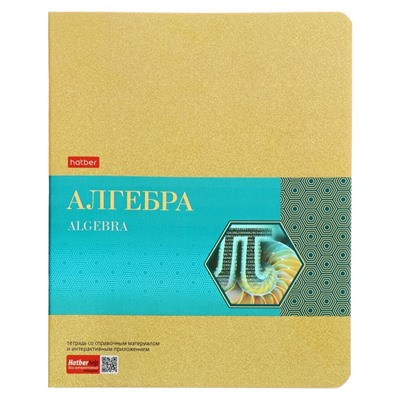 Тетрадь предметная, 48 листов в клетку Gold Style «Алгебра», мелованный картон, фольгированные скругленные углы, с интерактивной информацией