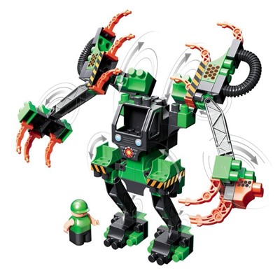 Набор с большим роботом и пилотом Technobot, цвет чёрный, оранжевый, зелёный