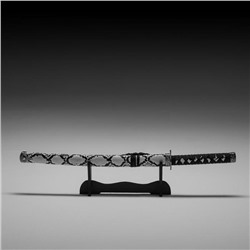 Сувенирное оружие «Катана на подставке», серые ножны под змеиную кожу, 70 см