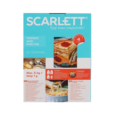 Весы кухонные Scarlett SC-KS57P45, электронные, до 8 кг, "блины с икрой"