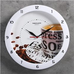 Часы настенные, серия: Кухня, "Кофе", 29 х 29 см, белый обод