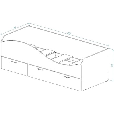 Кровать для детской с ящиками Кр-3 Мишки 650х2030х850 Крем/корпус Дуб Выбеленный