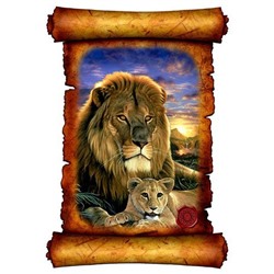 Картина с эффектом объёма "Лев с детёнышем" 29,5х42,5 см