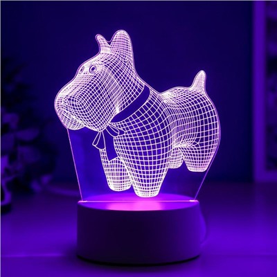 Светильник "Собачка с бантиком" LED RGB от сети