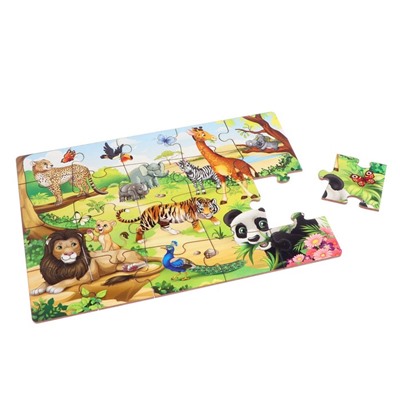 Игровой и обучающий набор «Весёлый зоопарк», пазл + картонная книга