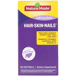 Nature Made, Добавка для здоровья волос, кожи и ногтей, 60 мягких таблеток