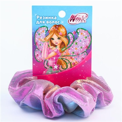Резинка для волос блестящая розово-белая, WINX