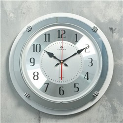 Часы настенные, серия: Классика, плавный ход, d=40 см, с зеркалом, корпус белый