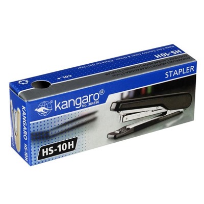Степлер №10 20 листов Kangaro HS-10H, встроенный антистеплер, 50 скоб, микс