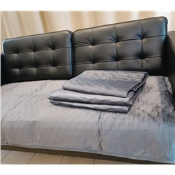 Дивандек накидки на угловой диван велюровые 3 полотна 90/210,90/160-2шт Камешки темно серый