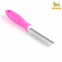 Расчёска "Комфорт" с зубьями разной длины, нескользящая ручка, 21,5 х 3 см, розовая