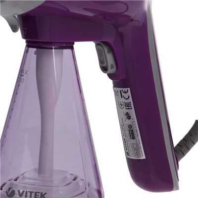 Отпариватель Vitek VT-2438, ручной, 1700 Вт, 280 мл, до 25 г/мин, 1 насадка