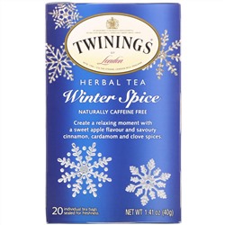 Twinings, Травяной чай, Winter Spice, без кофеина, 20 чайных пакетиков, 40 г (1,41 унции)