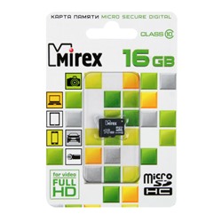 Карта памяти microSD Mirex 16 Gb class 10