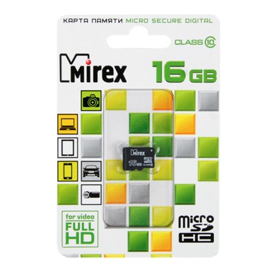 Карта памяти microSD Mirex 16 Gb class 10