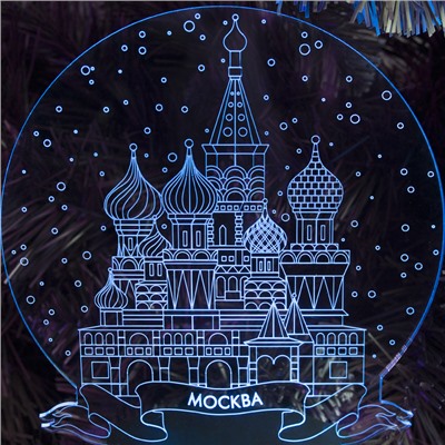Подставка световая "Город Москва", 10 LED, USB, 3*AА (не в компл), RGB