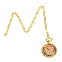 Часы карманные "Классика", кварцевые, на цепочке, крышка прозрачная, d=4.5 см, золотые