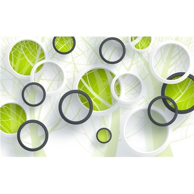 3D Фотообои «Объемные зеленые круги»