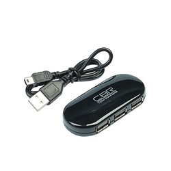 Разветвитель USB (Hub) CBR CH 130, 4 порта, поддержка plug&play, USB 2.0, черный,