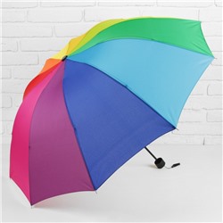 Зонт механический «Радуга», ветроустойчивый, прорезиненная ручка, 4 сложения, 10 спиц, R = 50 см, разноцветный