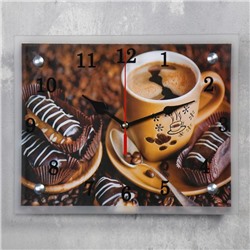 Часы настенные, серия: Кухня, "Кофе с пирожным", 20х25  см, микс