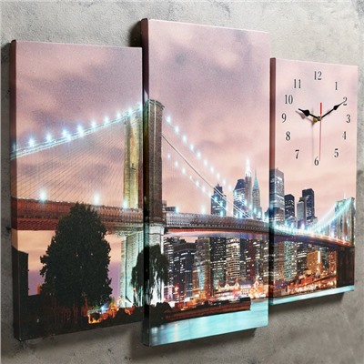 Часы настенные модульные «Огни Нью-Йорка», 60 × 80 см