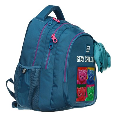 Рюкзак школьный, Kite 8001, 40 х 29 х 17 см, эргономичная спинка, серо-голубой