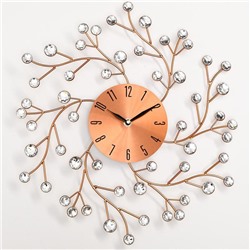 Часы настенные, серия: Ажур, "Цветы сакуры", плавный ход, d=38 см, циферблат 13 см