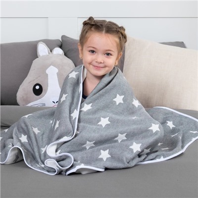 Одеяло детское «Крошка Я» Тёмно-серые звёзды 140×200, жаккард, 100% хлопок
