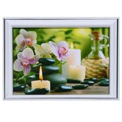 Картина "Орхидеи и свечи" 13х18(16х21) см