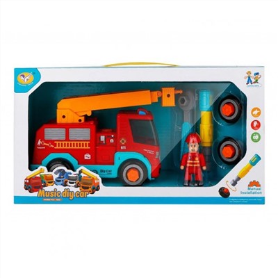 Jialegu Toys  C22698/A1373875M-W Игровой набор Пожарная автовышка (33см, шуруповёрт, инструм., звук, фигурка водителя)