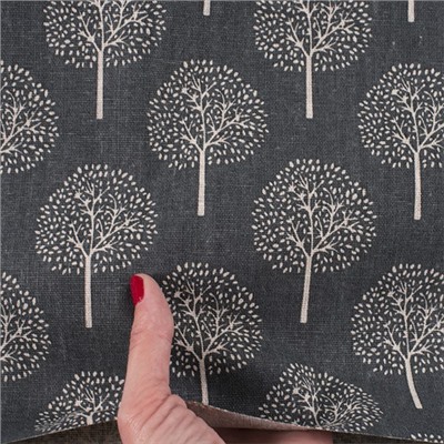 Ткань на отрез лен TBY-DJ-20 Деревья цвет серый