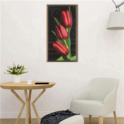 Картина "Бордовые тюльпаны" 36*73 см