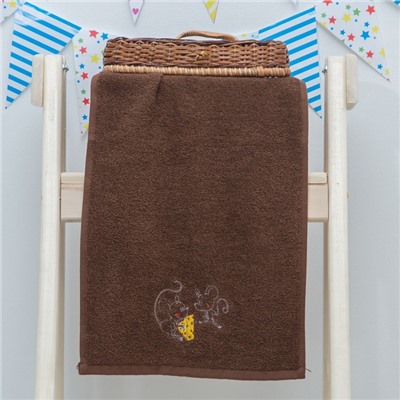 Махровое полотенце "Мышки", размер 30Х60 см, цвет коричневый