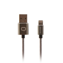 Кабель Qumo, Lightning - USB, в тестильной оплетке, 2.4 А, 1 м, темно-серый
