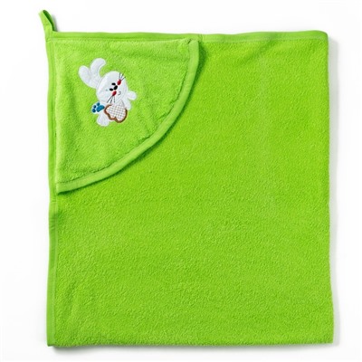 Полотенце с уголком и рукавицей, размер 90х90, цвет светло-зеленый, махра, хл100%