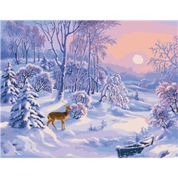 Картина по номерам 40х50 - Олень в зимнем лесу
