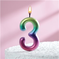 Свеча в торт "Акварель", цифра 3, 9 см, ГИГАНТ
