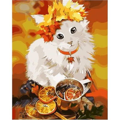 Картина по номерам 40х50 - Осенний котик