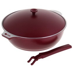 Сковорода-сотейник «Бордо», 3 л, 26×8,2 см, алюминиевая крышка, съёмная ручка, цвет красный