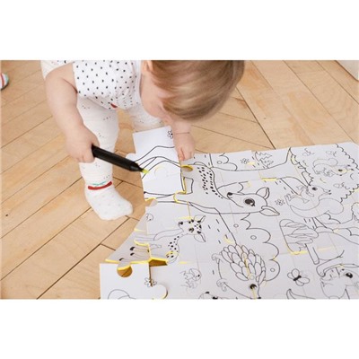 Развивающий коврик - пазл, раскраска «Мамы и малыши», 60х90 см, 56 деталей
