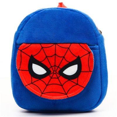Рюкзак плюшевый, на молнии, с карманом, 19х22 см, Человек-паук