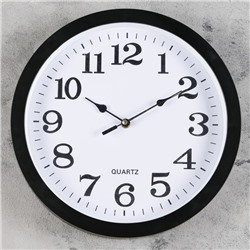 Часы настенные круглые Paul, d=32 см, циферблат белый, рама чёрная, стрелки микс