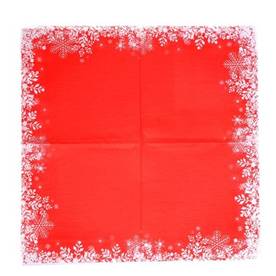 Салфетки бумажные «Снежинки на красном», 33х33 см, набор 20 шт.