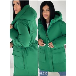 Удлинённая куртка с капюшоном 507 зеленая DIM