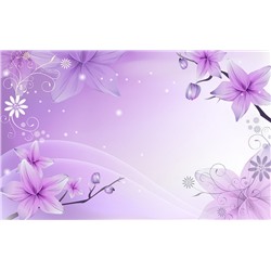 3D Фотообои  «Фиолетовая цветочная фантазия»