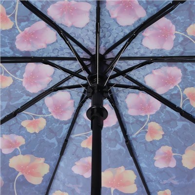 Зонт полуавтоматический «Цветы», 3 сложения, 9 спиц, R = 50, цвет МИКС